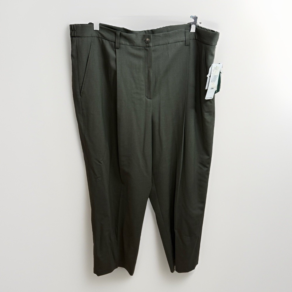 Lauren Ralph Lauren Pants Womens 20W Green Woolen Pleated Front Straight Leg NWT